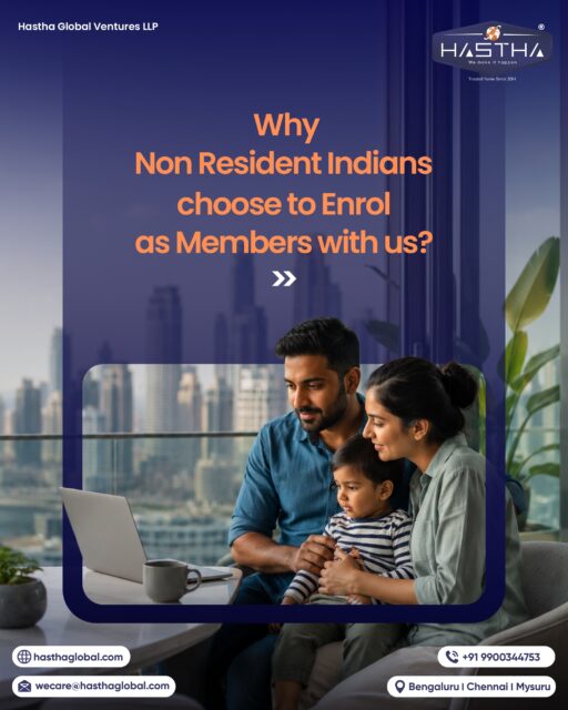 Managing responsibilities in India becomes easier with the right support system.

The Hastha Global Ventures LLP Membership brings together financial services, real estate support, facilities management, family care, and customised solutions under one membership.

Stay connected to what matters most, even when you are away.

Sign up today.

[Hastha Global Ventures, LLP, Membership, Service Provider, NRI, Non Resident Indians, Support]